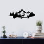 Wallity Mountain And Deer Escultura de Pared de Metal Negra
